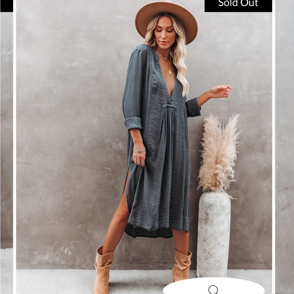 VICI Bali Pocketed Kaftan Midi Dress